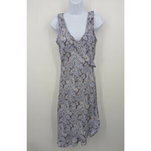 DBY Ltd. Paisley Midi Dress Size 9/10 Blue Gray Ruffle Hem Sleeveless Fairycore